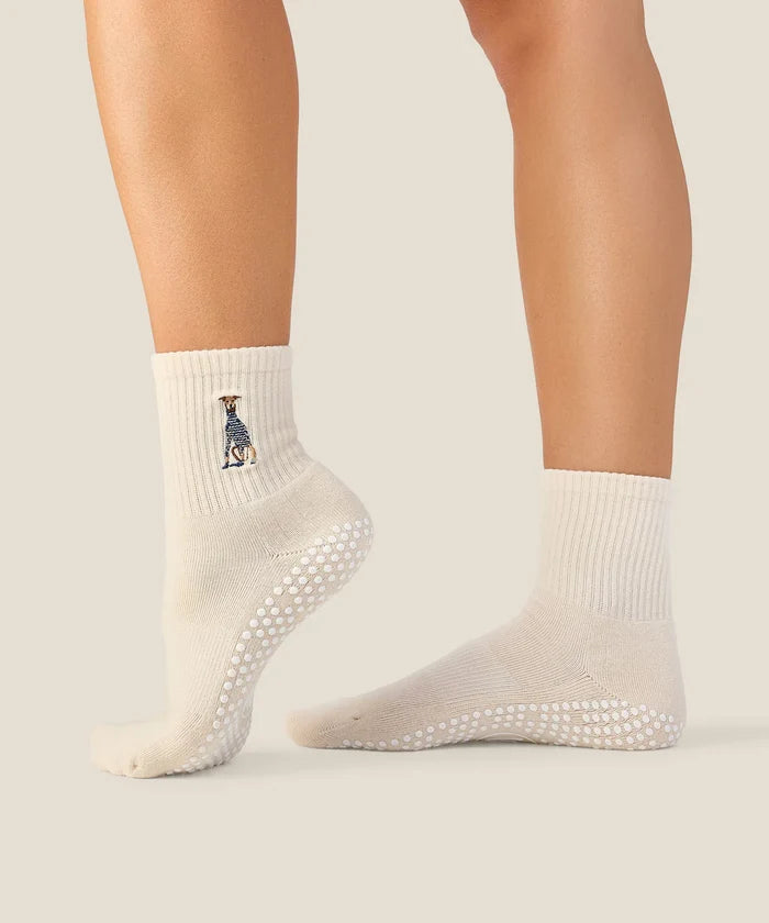 [MoveActive] Crew Non Slip Grip Socks - Greyhound Oat