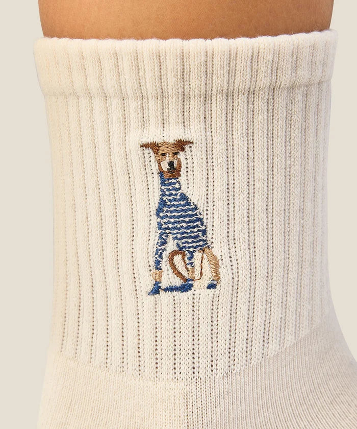[MoveActive] Crew Non Slip Grip Socks - Greyhound Oat