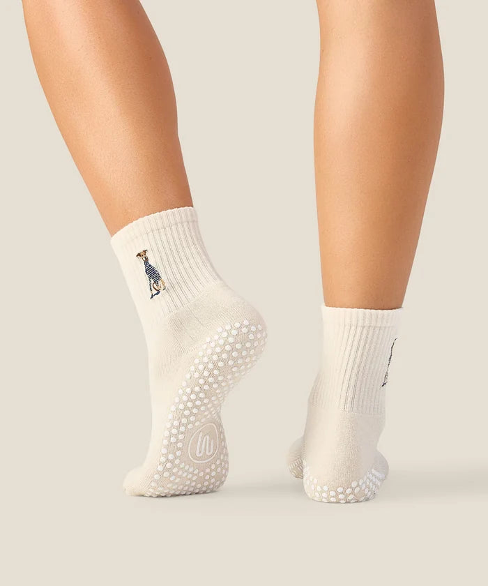 [MoveActive] Crew Non Slip Grip Socks - Greyhound Oat