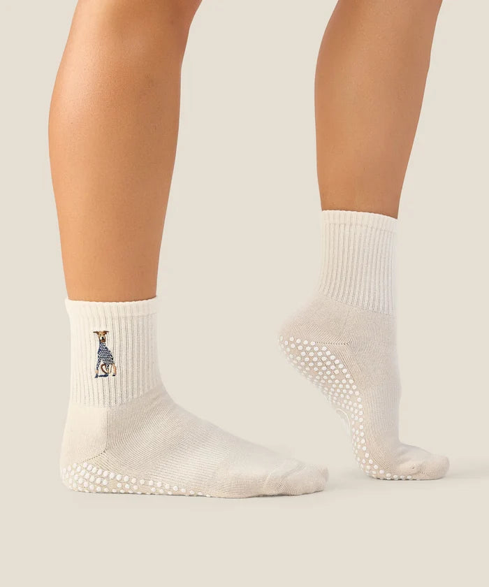 [MoveActive] Crew Non Slip Grip Socks - Greyhound Oat