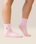[MoveActive] Crew Non Slip Grip Socks - Heart Ruffle Pink