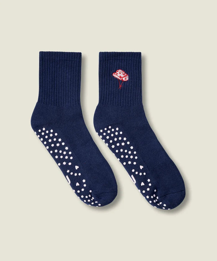 [MoveActive] Crew Non Slip Grip Socks - Howdy Hearts Ink