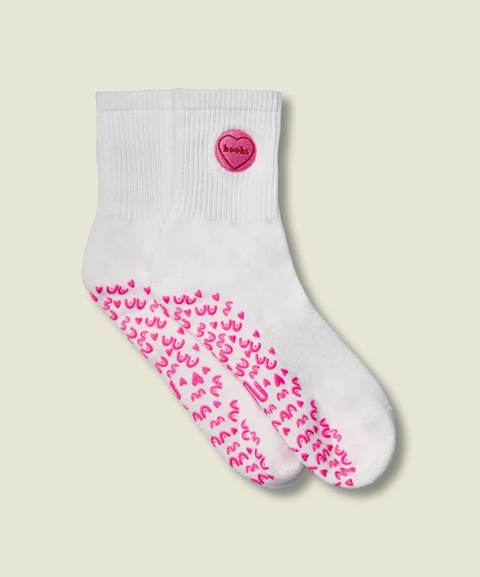 [MoveActive] Crew Non Slip Grip Socks - I Heart Boobs Ivory