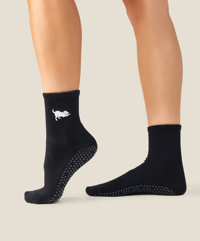 [MoveActive] Crew Non Slip Grip Socks - Labrador Black