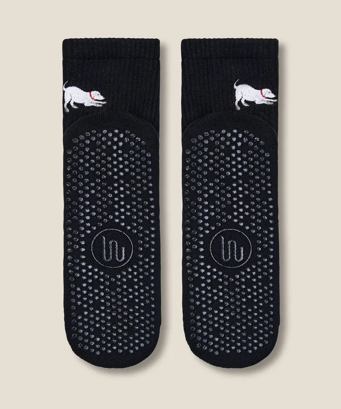 [MoveActive] Crew Non Slip Grip Socks - Labrador Black
