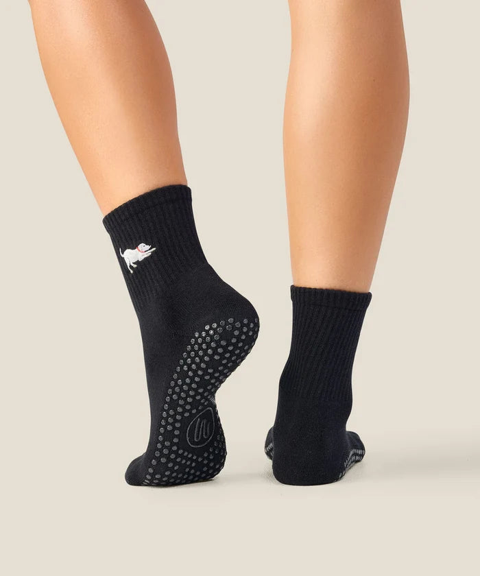 [MoveActive] Crew Non Slip Grip Socks - Labrador Black