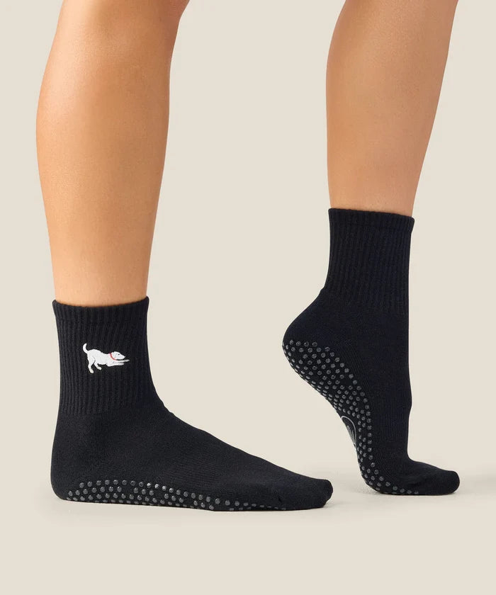 [MoveActive] Crew Non Slip Grip Socks - Labrador Black