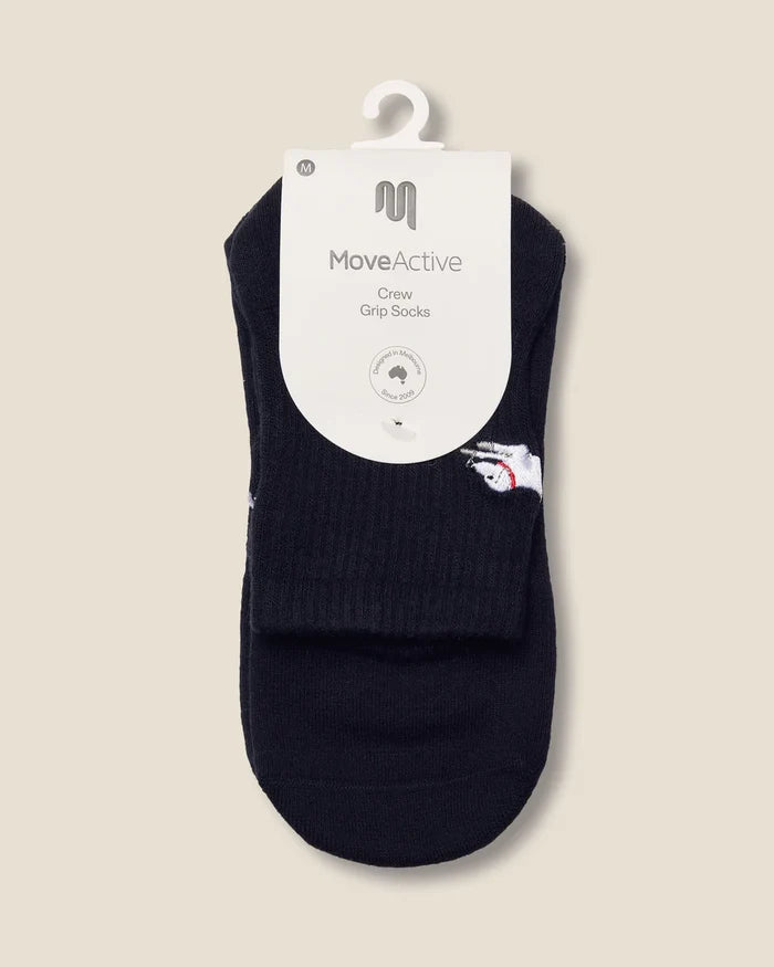 [MoveActive] Crew Non Slip Grip Socks - Labrador Black