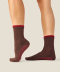 [MoveActive] Crew Non Slip Grip Socks - Layer Espresso