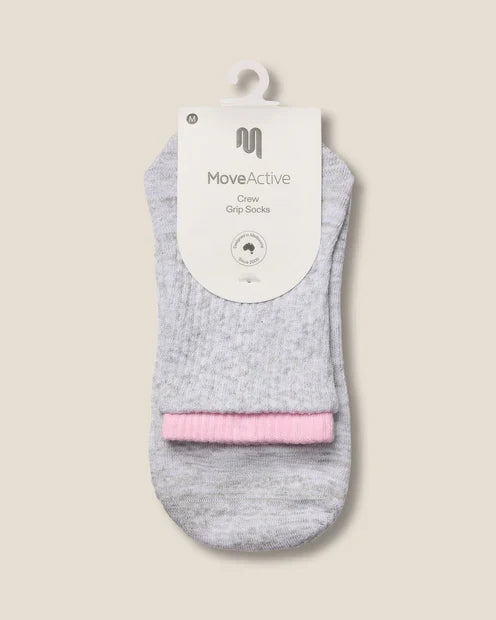 [MoveActive] Crew Non Slip Grip Socks - Layer Grey