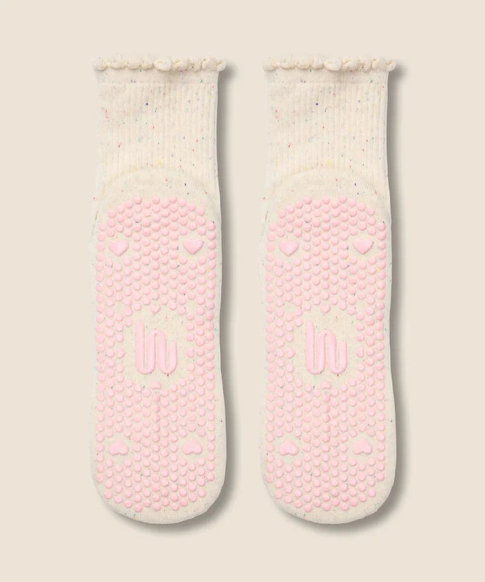 [MoveActive] Crew Non Slip Grip Socks - Love Confetti