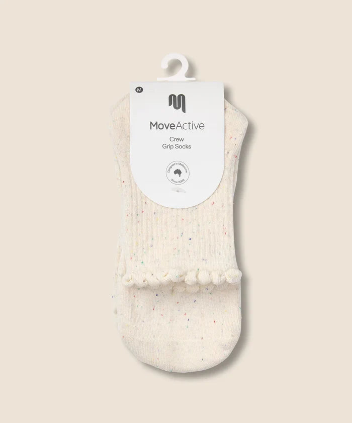 [MoveActive] Crew Non Slip Grip Socks - Love Confetti
