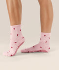 [MoveActive] Crew Non Slip Grip Socks - Love Me Pink