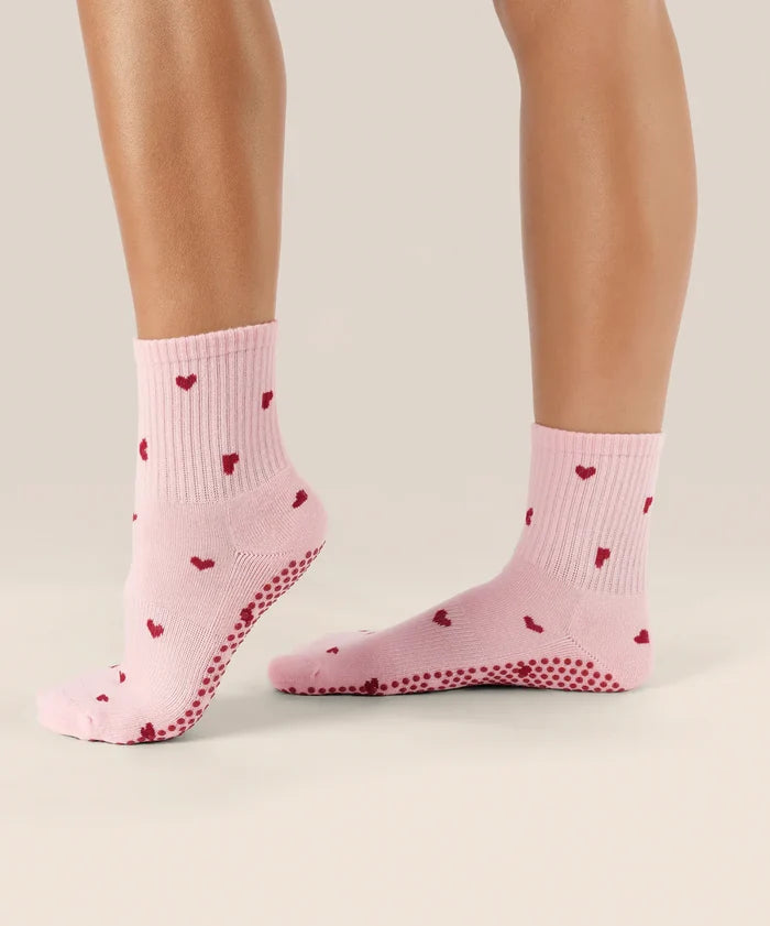 [MoveActive] Crew Non Slip Grip Socks - Love Me Pink