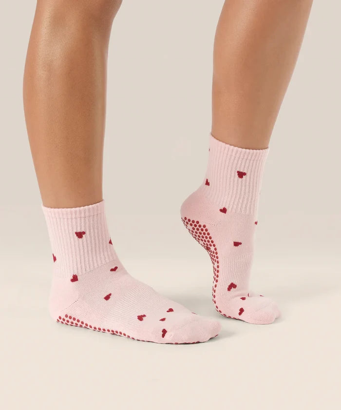 [MoveActive] Crew Non Slip Grip Socks - Love Me Pink