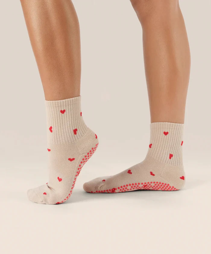 [MoveActive] Crew Non Slip Grip Socks - Love Me