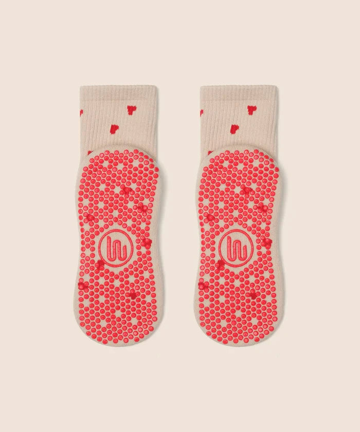 [MoveActive] Crew Non Slip Grip Socks - Love Me