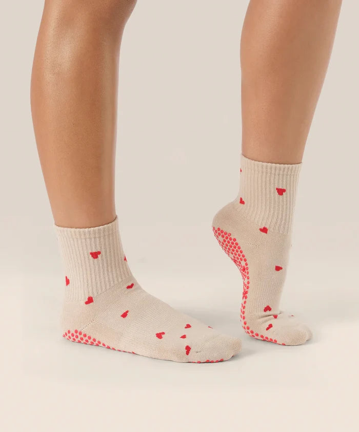 [MoveActive] Crew Non Slip Grip Socks - Love Me