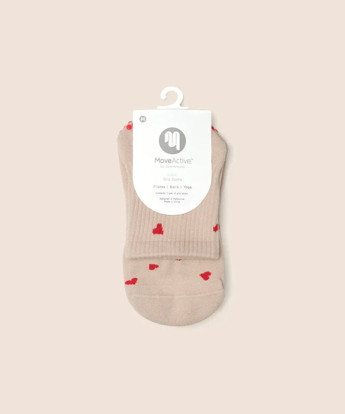 [MoveActive] Crew Non Slip Grip Socks - Love Me