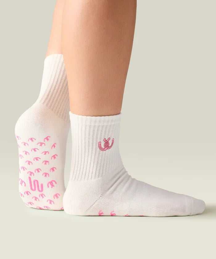 [MoveActive] Crew Non Slip Grip Socks - Lucky Horseshoe Ivory