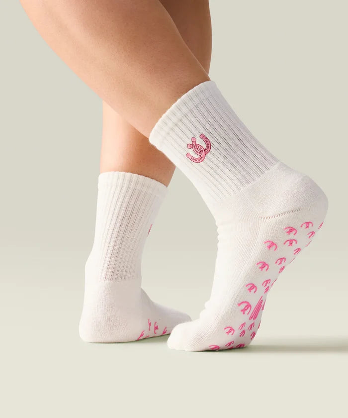 [MoveActive] Crew Non Slip Grip Socks - Lucky Horseshoe Ivory
