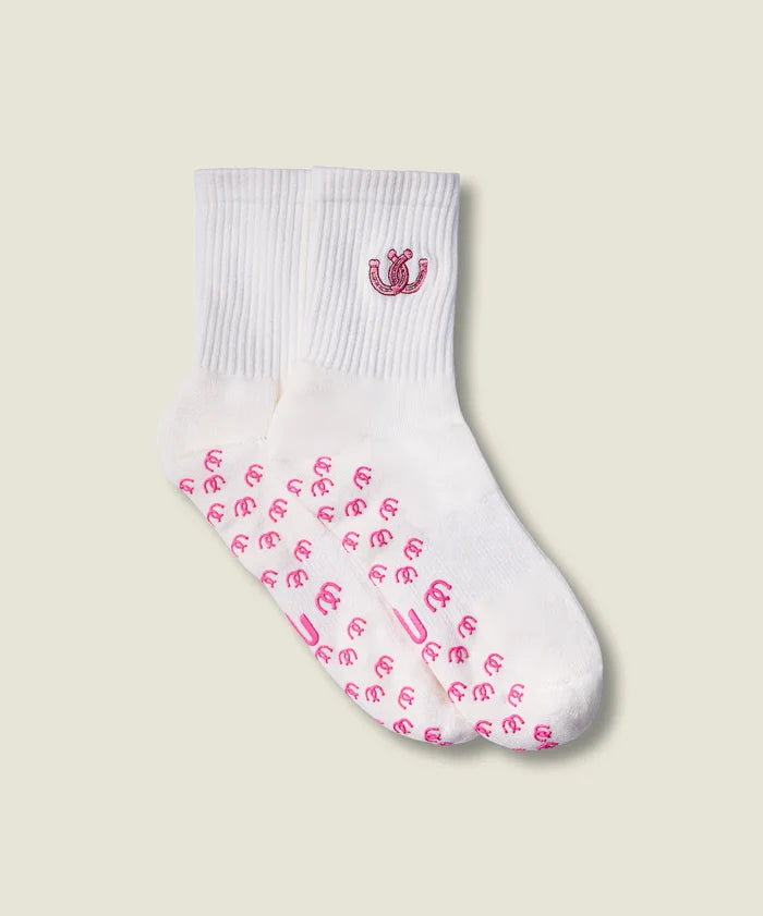 [MoveActive] Crew Non Slip Grip Socks - Lucky Horseshoe Ivory