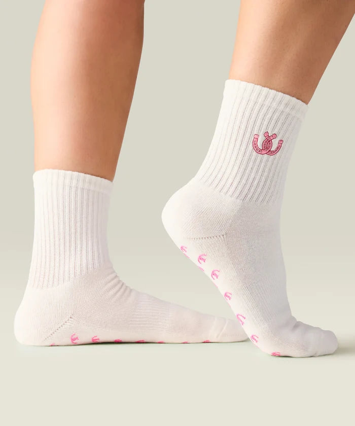 [MoveActive] Crew Non Slip Grip Socks - Lucky Horseshoe Ivory