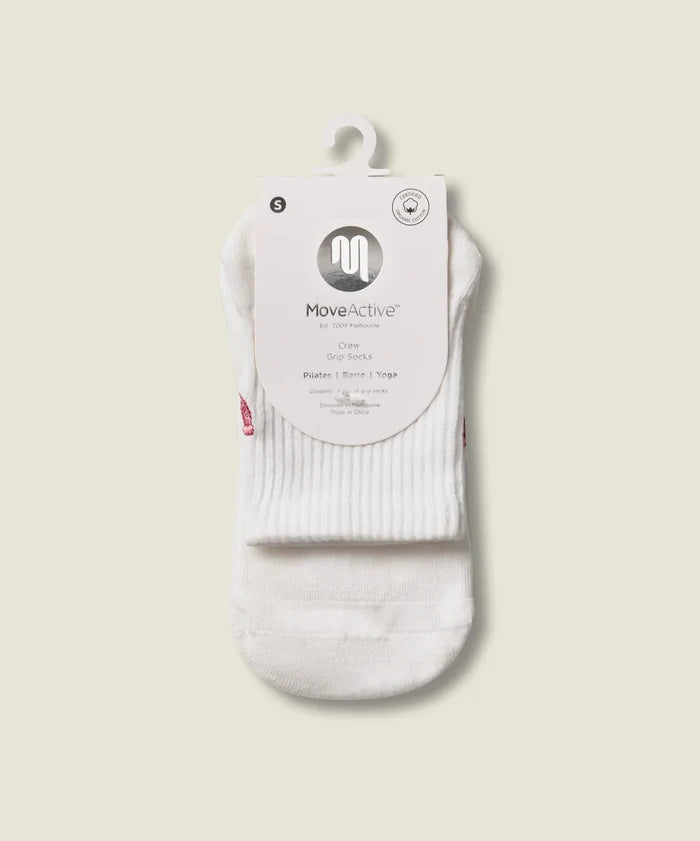 [MoveActive] Crew Non Slip Grip Socks - Lucky Horseshoe Ivory