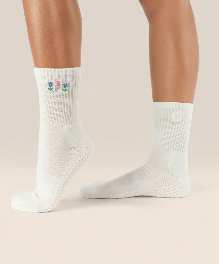 [MoveActive] Crew Non Slip Grip Socks - Meadow Bloom