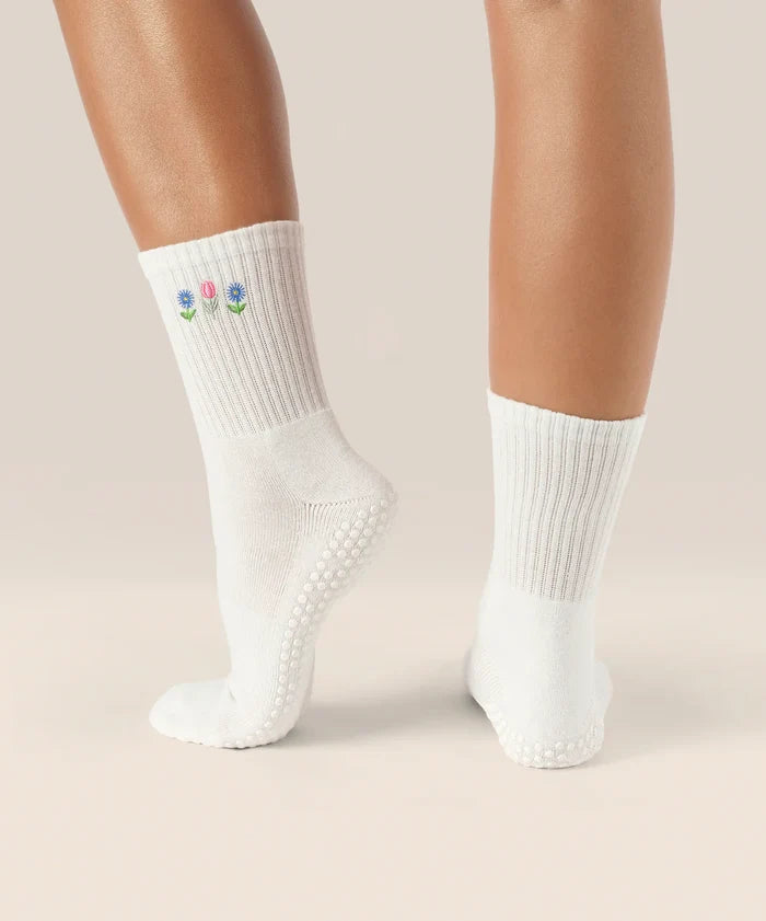 [MoveActive] Crew Non Slip Grip Socks - Meadow Bloom