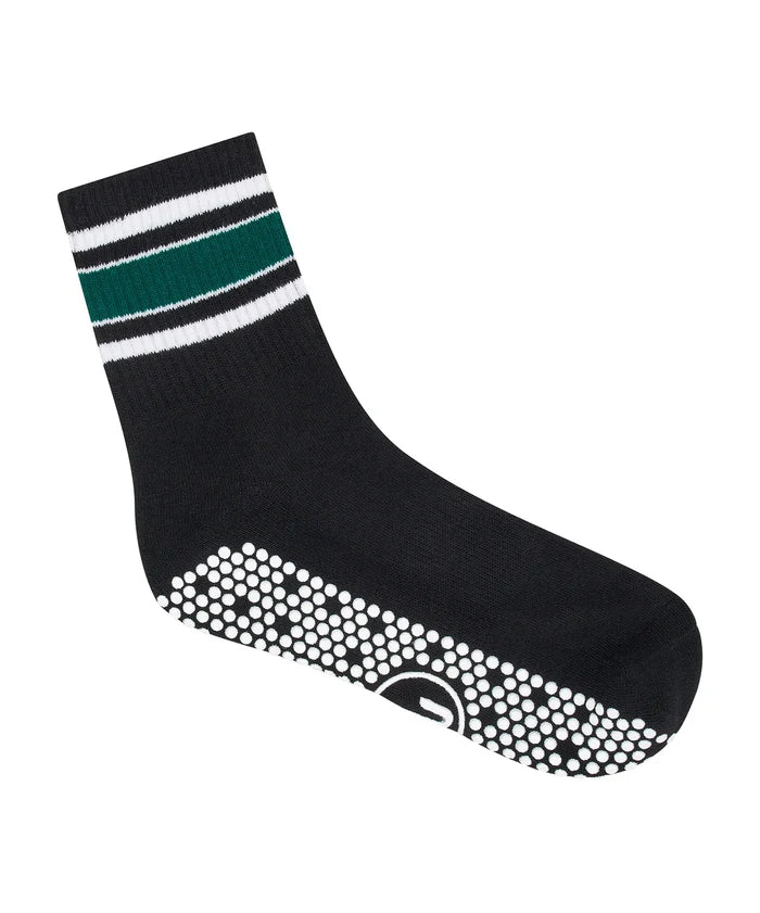 [MoveActive] Crew Non Slip Grip Socks - Midnight Emerald Stripe
