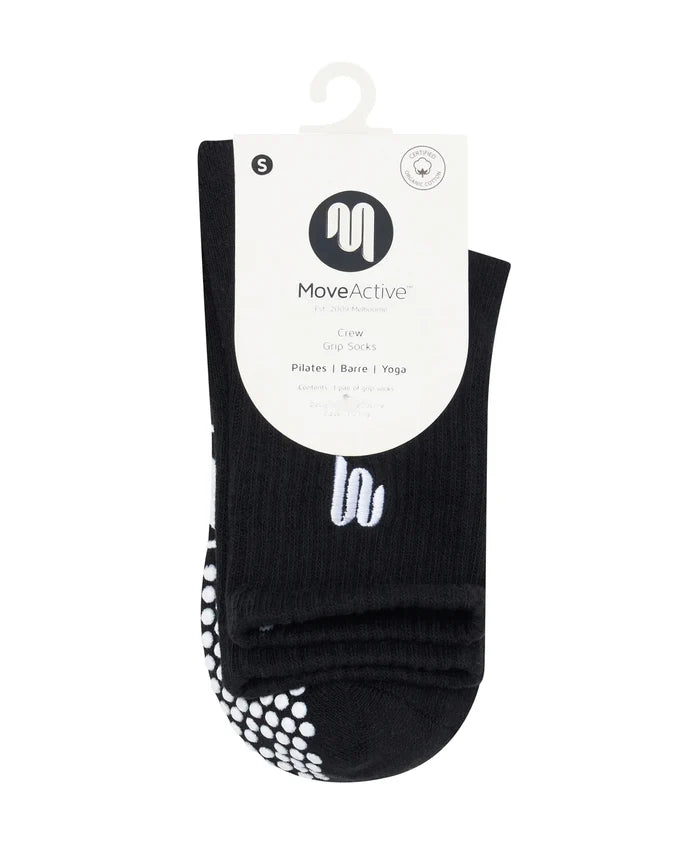 [MoveActive] Crew Non Slip Grip Socks - MoveActive Black