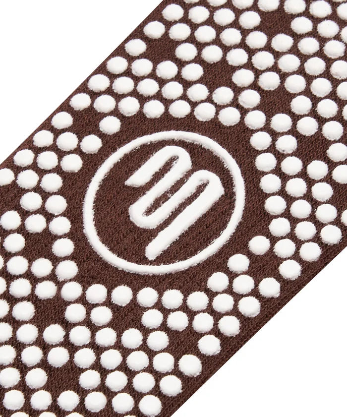 [MoveActive] Crew Non Slip Grip Socks - Pilates Club Brown