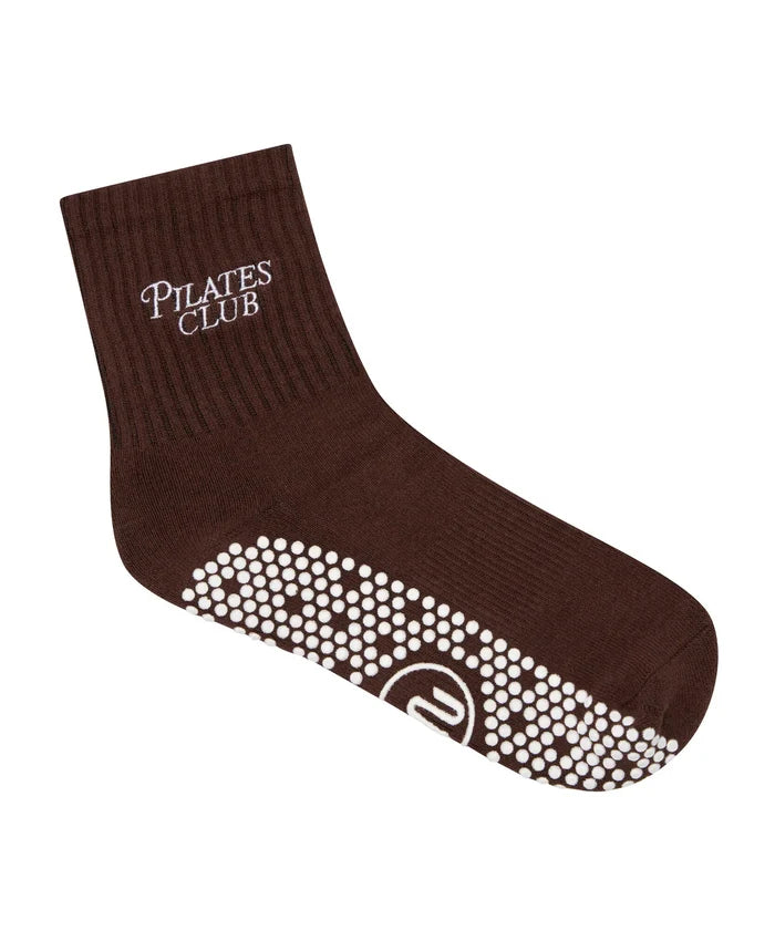 [MoveActive] Crew Non Slip Grip Socks - Pilates Club Brown