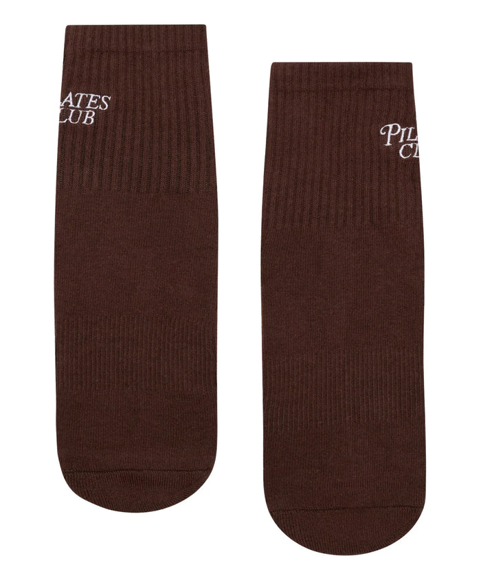 [MoveActive] Crew Non Slip Grip Socks - Pilates Club Brown