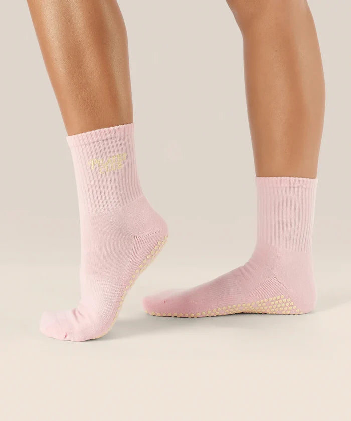 [MoveActive] Crew Non Slip Grip Socks - Pilates Club Pink