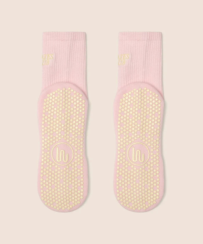 [MoveActive] Crew Non Slip Grip Socks - Pilates Club Pink