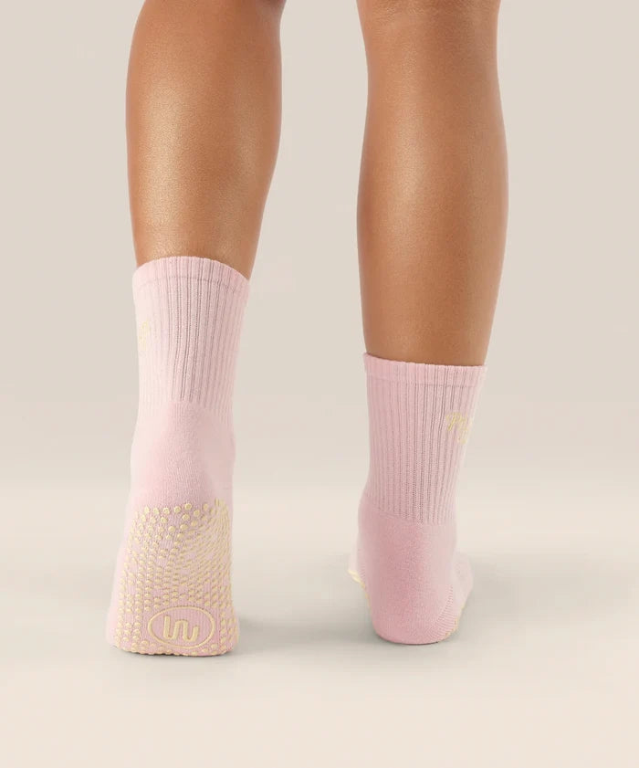 [MoveActive] Crew Non Slip Grip Socks - Pilates Club Pink
