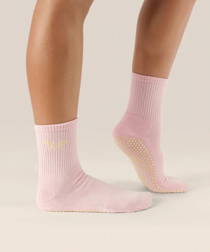 [MoveActive] Crew Non Slip Grip Socks - Pilates Club Pink