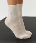 [MoveActive] Crew Non Slip Grip Socks - Pilates Club Stone