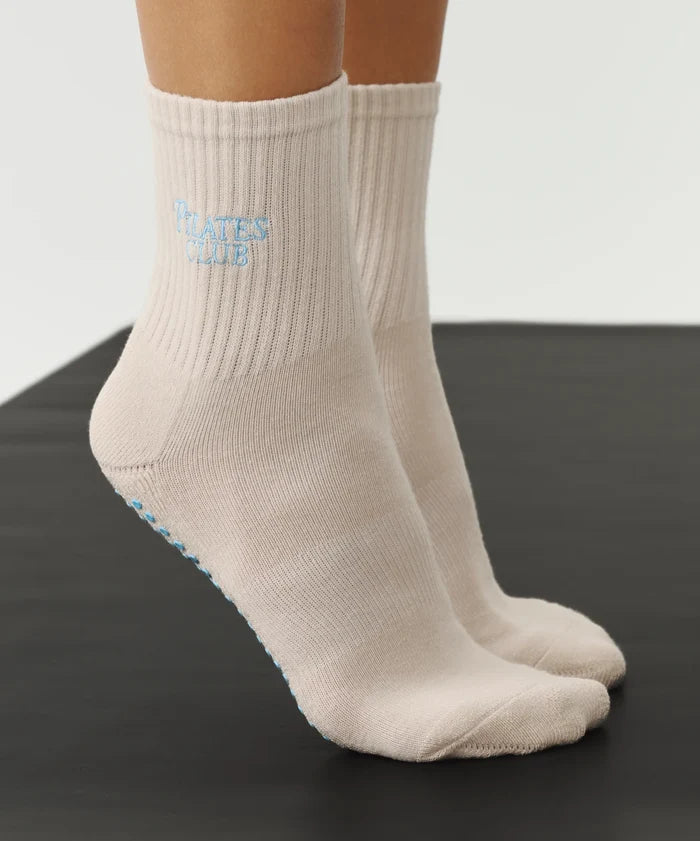 [MoveActive] Crew Non Slip Grip Socks - Pilates Club Stone