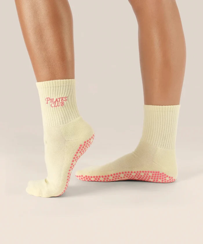 [MoveActive] Crew Non Slip Grip Socks - Pilates Club Yellow