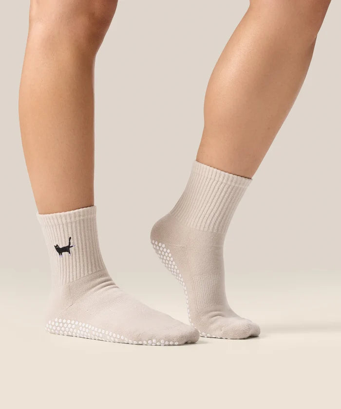 [MoveActive] Crew Non Slip Grip Socks - Pilates Kitty