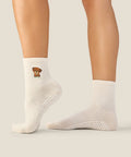 [MoveActive] Crew Non Slip Grip Socks - Poodle Oat