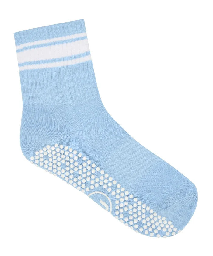 [MoveActive] Crew Non Slip Grip Socks - Powder Blue Stripes