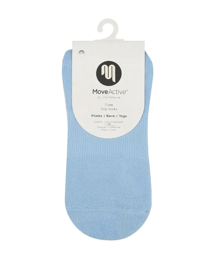 [MoveActive] Crew Non Slip Grip Socks - Powder Blue Stripes