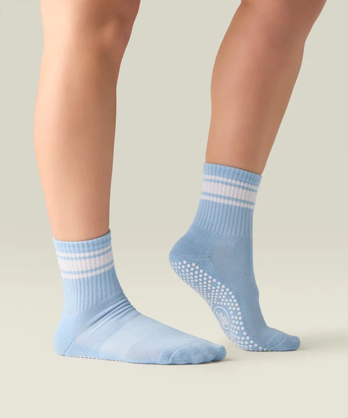 [MoveActive] Crew Non Slip Grip Socks - Powder Blue Stripes