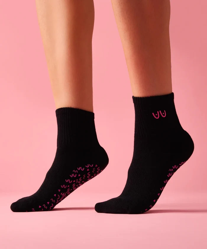 [MoveActive] Crew Non Slip Grip Socks - Power in Pairs Black