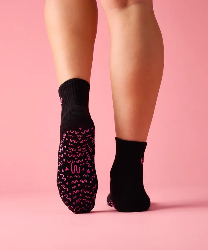 [MoveActive] Crew Non Slip Grip Socks - Power in Pairs Black