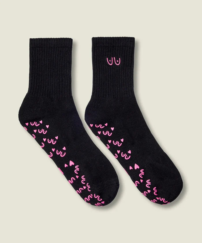 [MoveActive] Crew Non Slip Grip Socks - Power in Pairs Black
